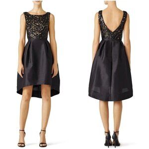 Monique Lhuillier Back Down Sequined Black Dress $498